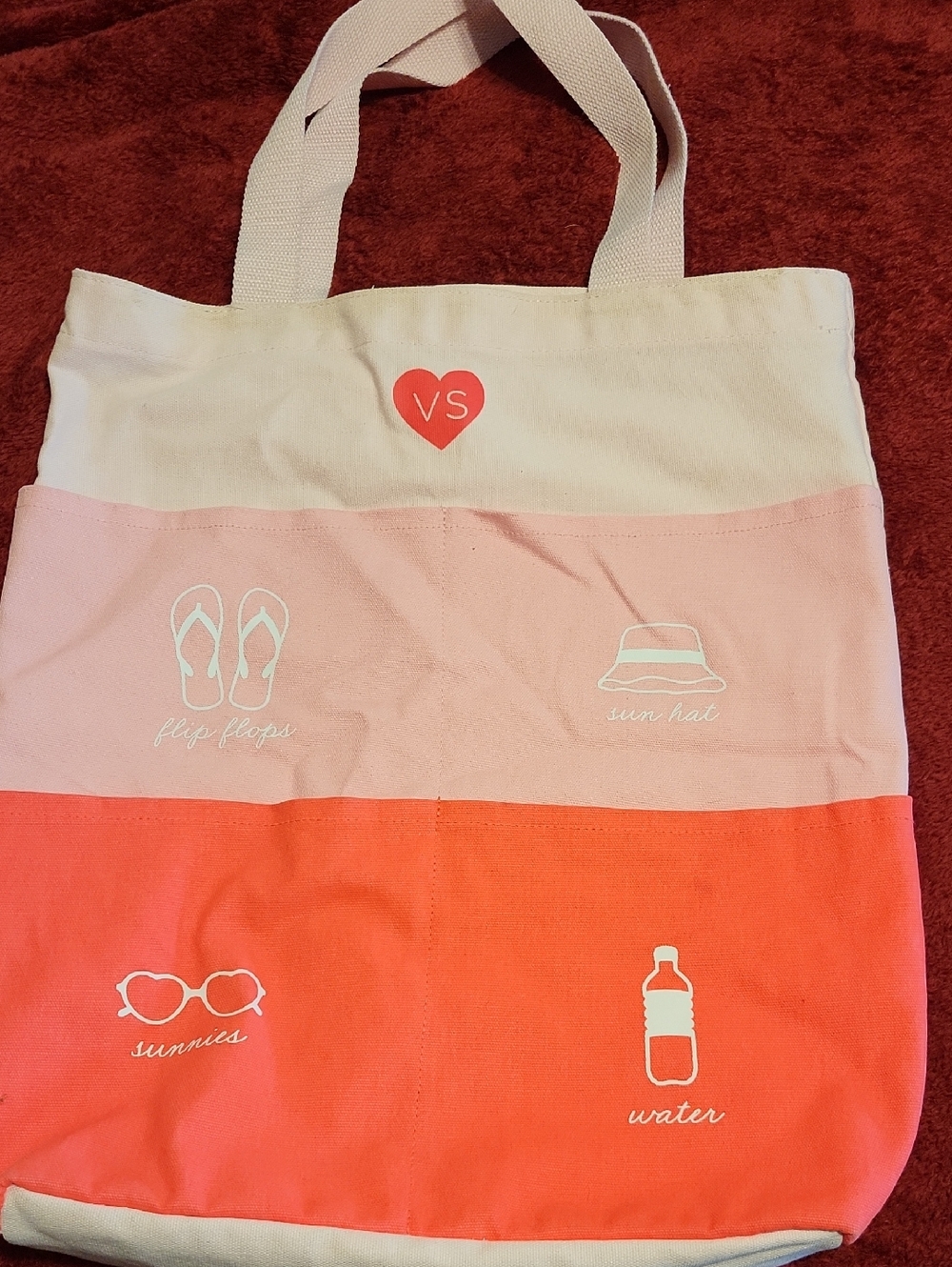 Victoria's Secret Cream, Light Pink & Coral Colorblock Tote